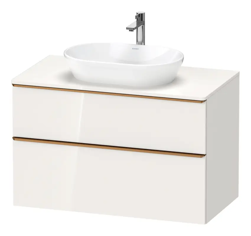 Top-Preis Duravit D-Neo Konsolenwaschtischunterschrank mit 2 Auszügen Griff Bronze Gebürstet 1000 x 644 x 550 mm - Weiß Hochglanz