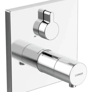 Hansa Hansaliving Fertigmontageset mit Funktionseinheit Thermostat-Brause-Batterie (G1/2) passend zu Hansavarox Einbaukörper schraubenlose Rosette vierkant mit integrierter mechanischer Mengenregulierung / Funktionseinheit ohne Umstellung Aktuell