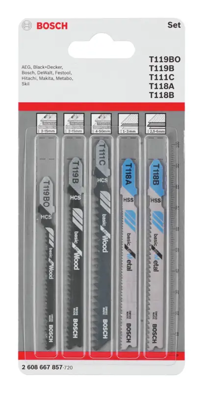 Sonderangebot Bosch Zubehör Wood and Metal Basic Stichsägeblatt-Set Mit Einnockenschaft, 5-teilig(Verpackungseinheit: 10Stück)