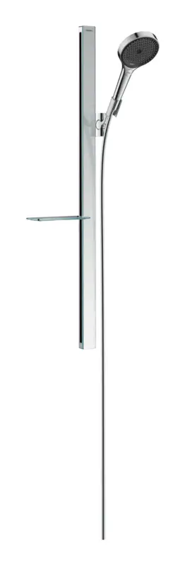 Ausverkauf Hansgrohe Rainfinity Brausehalterset 130 3jet EcoSmart mit Brausestange 900 mm und Seifenschale - Chrom