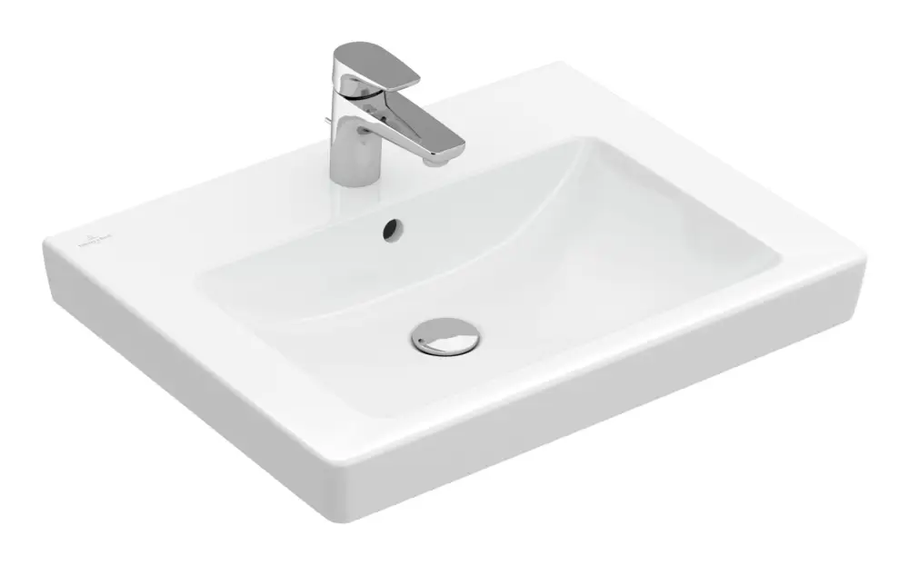 Neu Villeroy & Boch Subway 2.0 Waschbecken für Möbel mit 1 Hahnloch mit Überlauf Unterseite geschliffen 600 x 470 x 150 mm - Weiß Alpin mit CeramicPlus