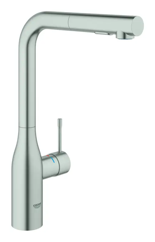 Grohe Essence Einhand-Spültischbatterie mit ausziehbarer Brause - Supersteel Echt