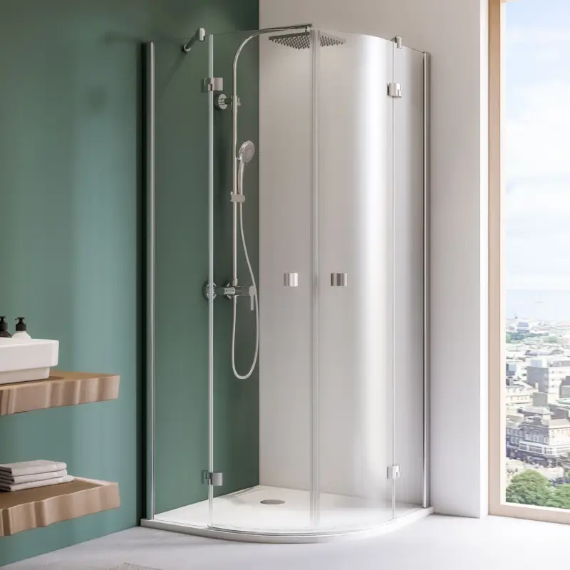 Top-Seller Breuer Espira Runddusche Drehtür 4-teilig Klarglas hell 90 x 90 cm Radius 550 mm - Alu Silber matt