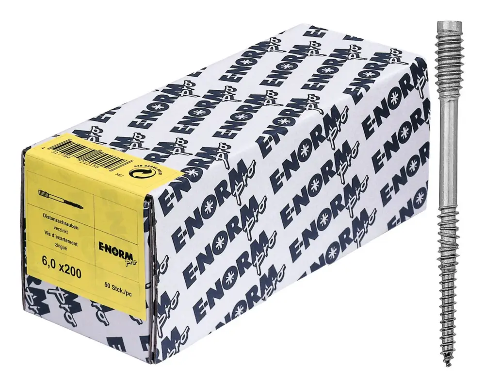 Neue Kollektion E-NORMpro Distanzschraube galvanisch verzinkt 6 x 120 mm(Verpackungseinheit: 50Stück)