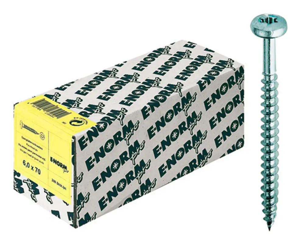 Angebot E-NORMpro Spanplattenschrauben Pan-Head / Rundkopf verzinkt Innenstern TX 6 x 60 mm(Verpackungseinheit: 200Stück)
