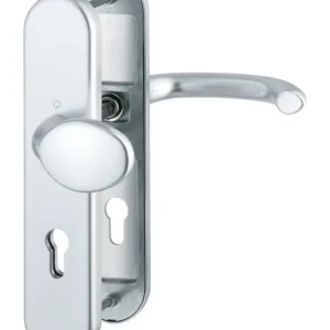 Highlight Hoppe Marseille Aluminium-Feuerschutz-Schutz-Langschild-Wechsel-Garnitur FS-76G/3331/3310/1138F, Profilzylinder, für Außen-/Wohnungsabschluss-Türen - silberfarben