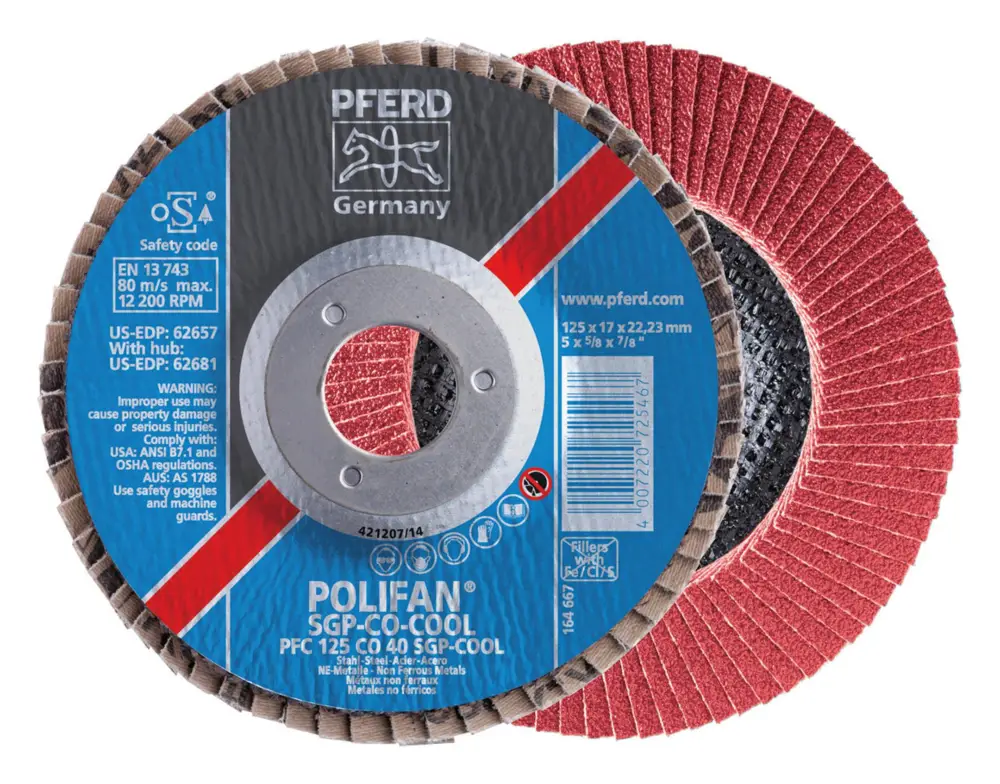 Saisonangebot Pferd Fächerschleifscheibe gewölbt 115 mm CO40 SGP-Cool