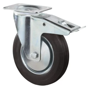 Meistverkauft BS Rollen Lenkrolle fest100 mm mit Rollenlager Stahlblech verzinkt mit Gummirad