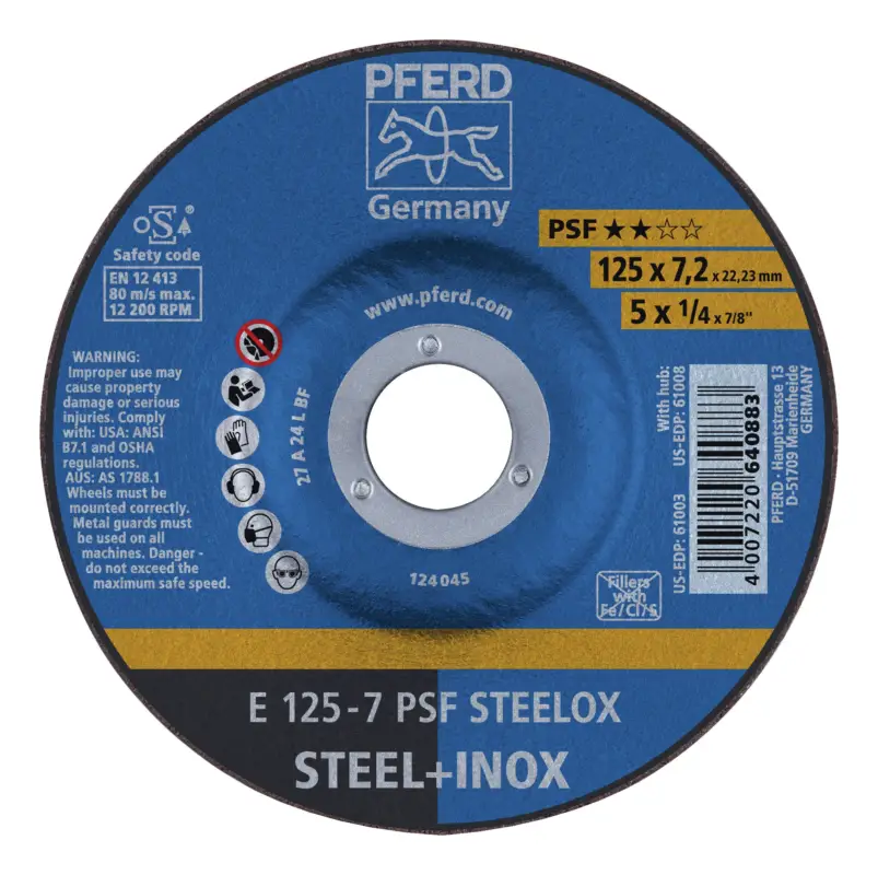 Pferd Schruppscheibe PSFSTEELOX 125 x 7 mm gekröpft Online Kaufen