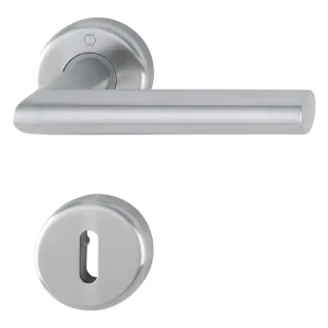 Sonderangebot Hoppe Utrecht Edelstahl-Rosetten-Türgriff-Garnitur E1444Z/17KV/17KVS, Ovalbart, mit Schlüsselrosetten für Innentüren - matt