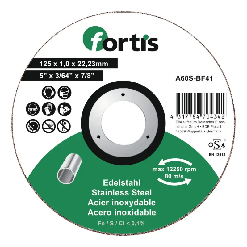 Fortis Trennscheibe Edelstahl 125 x 1 mm gerade Sonderangebot
