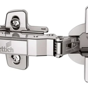 Aktuell Hettich Sensys 110°-Scharnier mit integrierter Dämpfung (8645i), vernickelt, vorliegend, zum Anschrauben