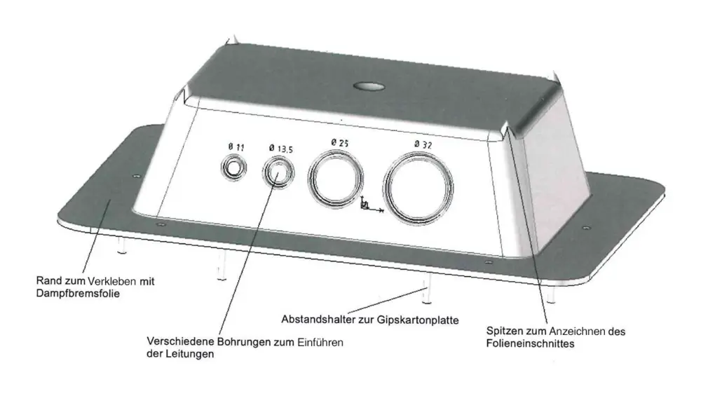 Multi-Einbaubox Einbaustr. für Dampfsperre und Beton Neue Ware