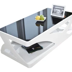 SalesFever Couchtisch, 120 x 60 x 38 cm - Weiß/Schwarz Bestseller