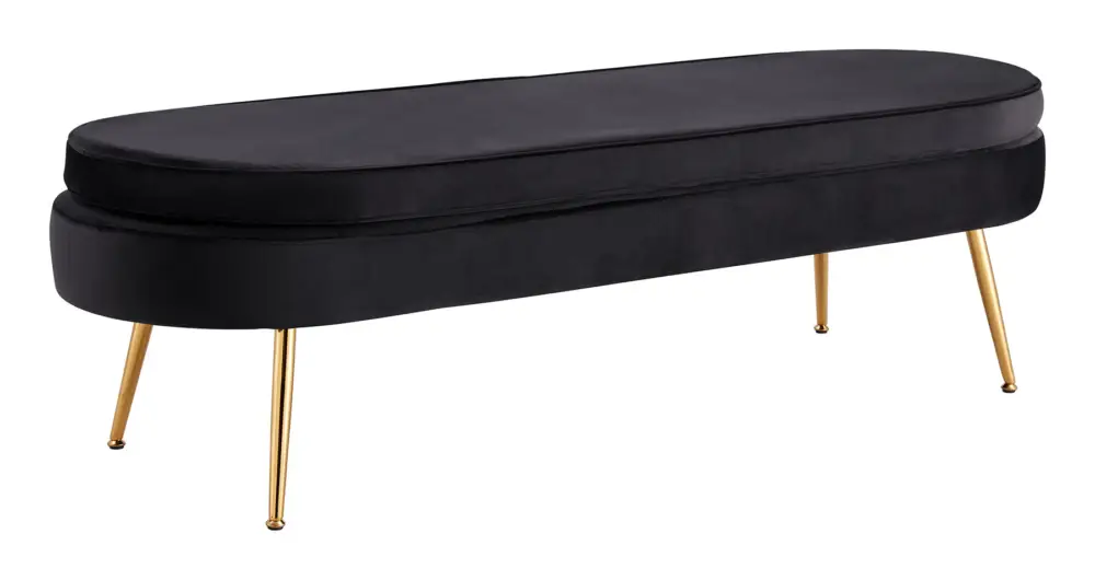 SalesFever Sitzpouf, oval lang - Samt Schwarz Must-Have