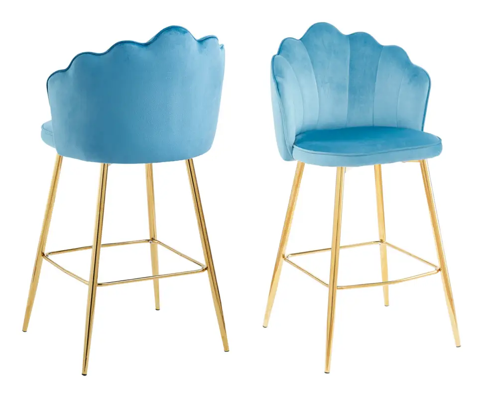 Bestpreis SalesFever Barhocker, 2er Set Muscheldesign - Samt Blau