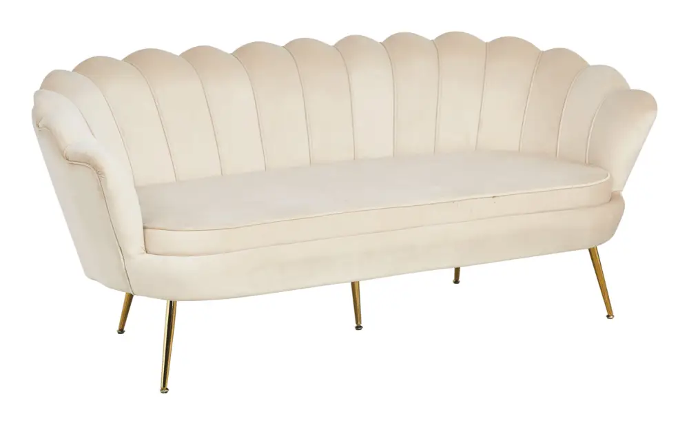 Schnäppchen SalesFever Muschelsofa, 3-Sitzer - Samt Beige