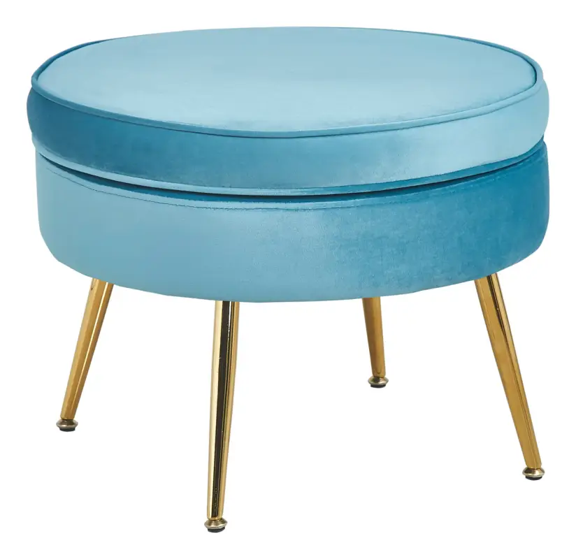 SalesFever Sitzpouf, rund - Samt Blau Preisknaller