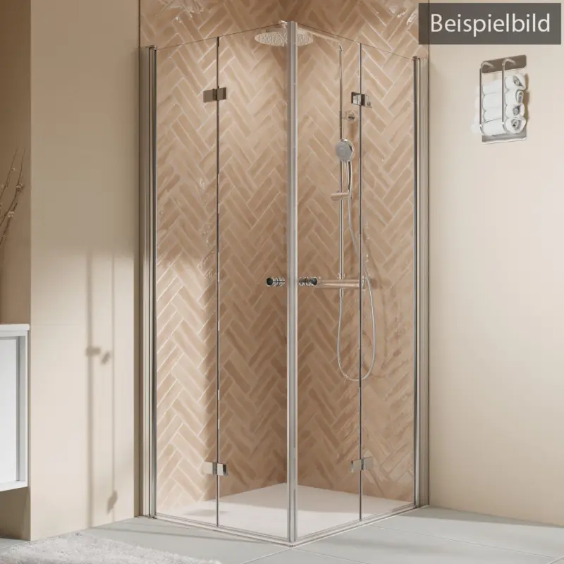 Breuer Elana 2.0 rund Eckeinstieg Drehfalttür 4-teilig Intima 90 x 75 cm - Alu Silber matt Solange Der Vorrat Reicht