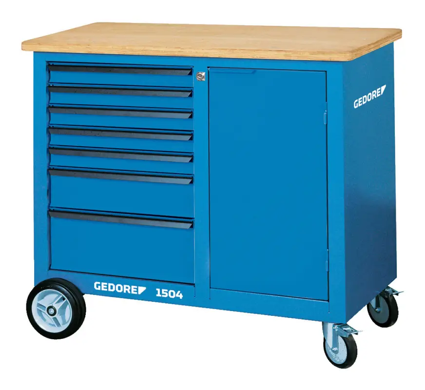 Bestpreis Gedore Blau 1504 0511 S Rollwerkbank mit 7 Schubladen und Schraubstock