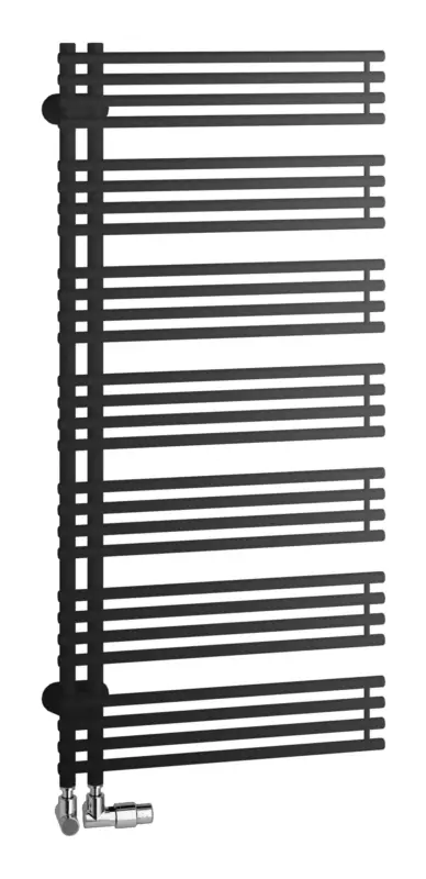 Echt Kermi Diveo Bad- und Wohnheizkörper Ausführung rechts Anschluss seitlich 450 x 1320 x 46 mm - Schwarz Soft (RAL 9005 MT)