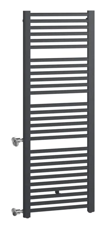 Zertifiziert Kermi Basic-D Bad- und Wohnheizkörper Ausführung rechts Nabenabstand 500 mm 450 x 804 x 35 mm - Anthracite Grey