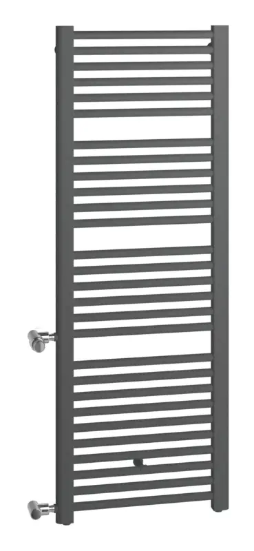 Kermi Basic-D Bad- und Wohnheizkörper Ausführung links Nabenabstand 500 mm 450 x 804 x 35 mm - Graphit Metallic Online Kaufen