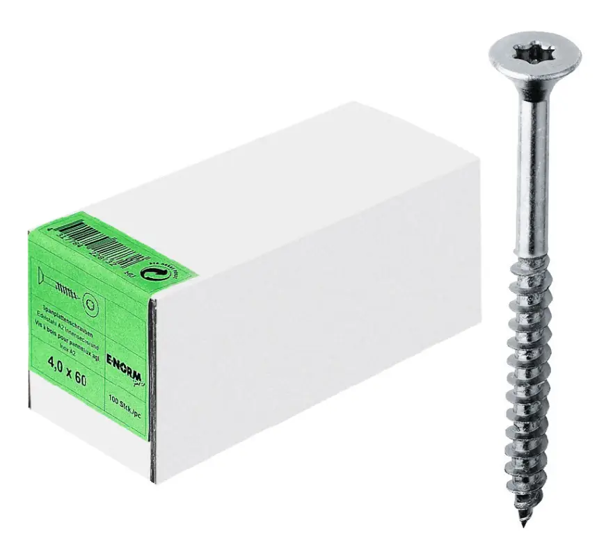 E-NORMpro Spanplattenschraube Edelstahl Senkkopf A2 T25 ISR 6 x 40/24 KP(Verpackungseinheit: 100Stück) Bestseller