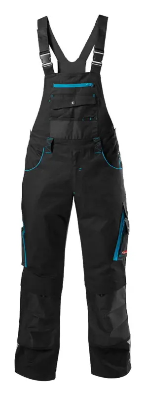 Fortis Herren-Latzhose twenty-four, schwarz/türkis, Größe 28 Highlight