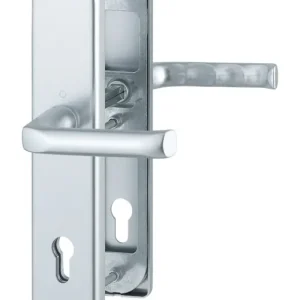 Hoppe London Aluminium-Schutz-Langschild-Türgriff-Garnitur 113/2221/2210, Profilzylinder, für Außen-/Wohnungsabschluss-Türen (67-72 mm) - silberfarben Direktkauf