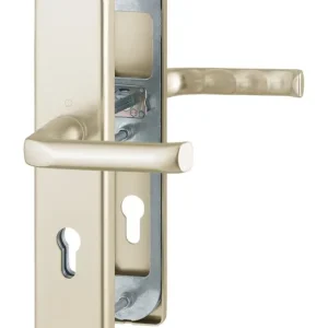 Hoppe London Aluminium-Schutz-Langschild-Türgriff-Garnitur 113/2221/2210, Profilzylinder, für Außen-/Wohnungsabschluss-Türen (42-47 mm) - neusilberfarben Highlight