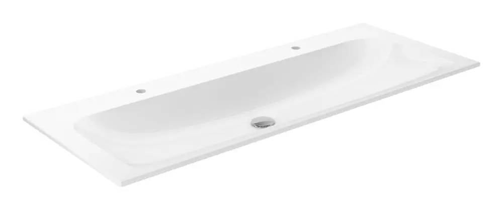 Begrenztes Angebot Keuco X-Line Keramik-Waschtisch für 2 x 1-Loch-Armaturen ohne Überlauf 1208 x 494 mm - Weiß mit CleanPlus