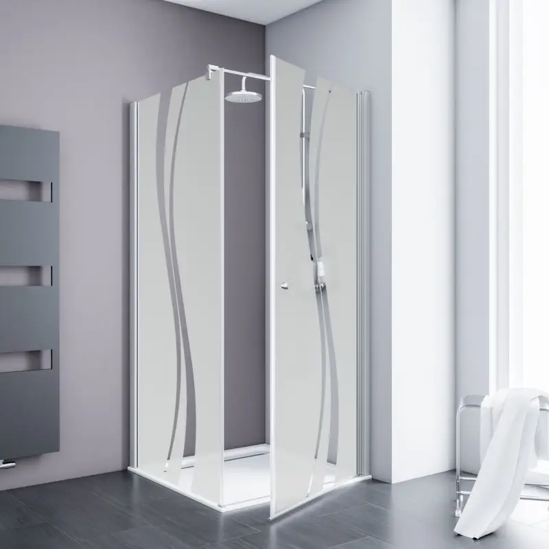 Schulte ExpressPlus 72H Alexa Style 2.0 Drehtür mit Seitenwand Liane Alu-Natur 90 x 90 cm / 192 cm inkl. fixil-Glassiegel Highlight