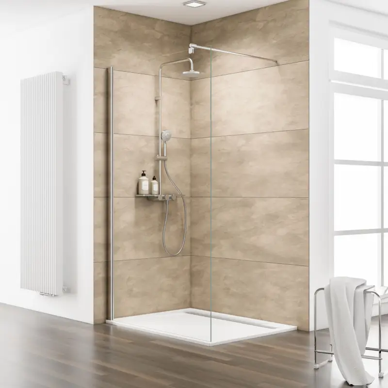 Saisonangebot Schulte ExpressPlus 72H MasterClass Walk In M8 Klarglas hell Chromoptik 100 cm / 200 cm inkl. fixil-Glassiegel