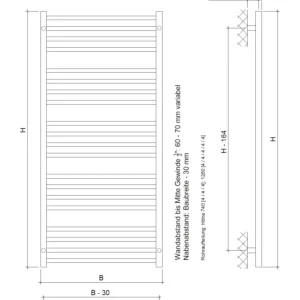 Begrenztes Angebot Corpotherma Uranus Badheizkörper 1260 x 600 mm - Chrom