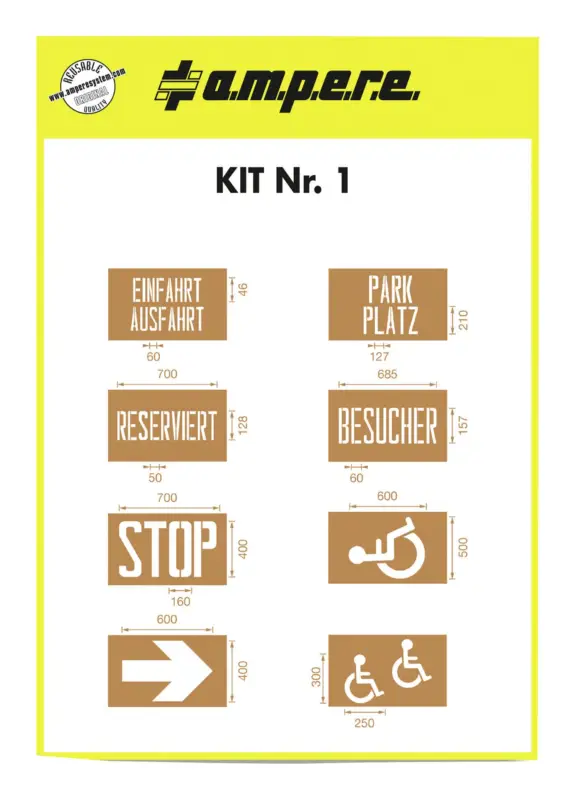 A.M.P.E.R.E. Schablonenset Schablonen KIT Nr. 1 Expressversand