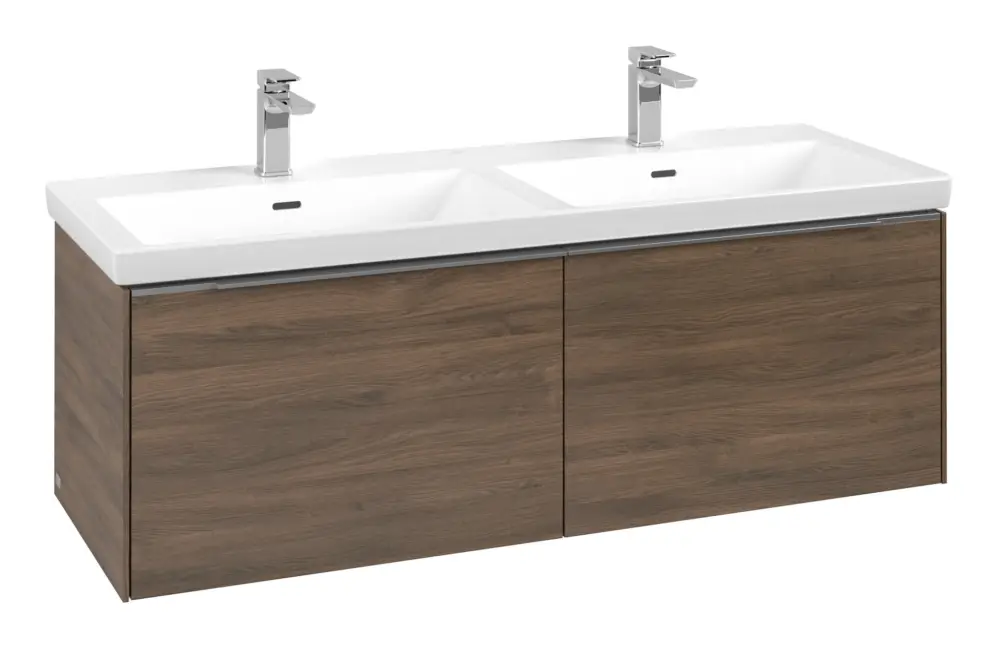 Villeroy & Boch Subway 3.0 Waschbeckenunterschrank für Doppelwaschtisch 2 Auszüge 1272 x 429 x 462 mm - Arizona Oak / Aluminium glänzend Solange Der Vorrat Reicht