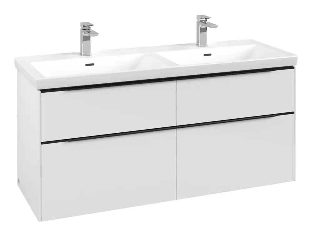 Preisknaller Villeroy & Boch Subway 3.0 Waschbeckenunterschrank für Becken mittig 4 Auszüge 1272 x 576 x 462 mm - Brilliant White / Volcano Black matt