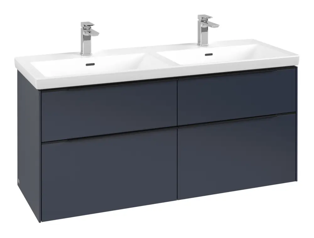 Villeroy & Boch Subway 3.0 Waschbeckenunterschrank für Becken mittig 4 Auszüge 1272 x 576 x 462 mm - Marine Blue / Volcano Black matt Versand Am Gleichen Tag