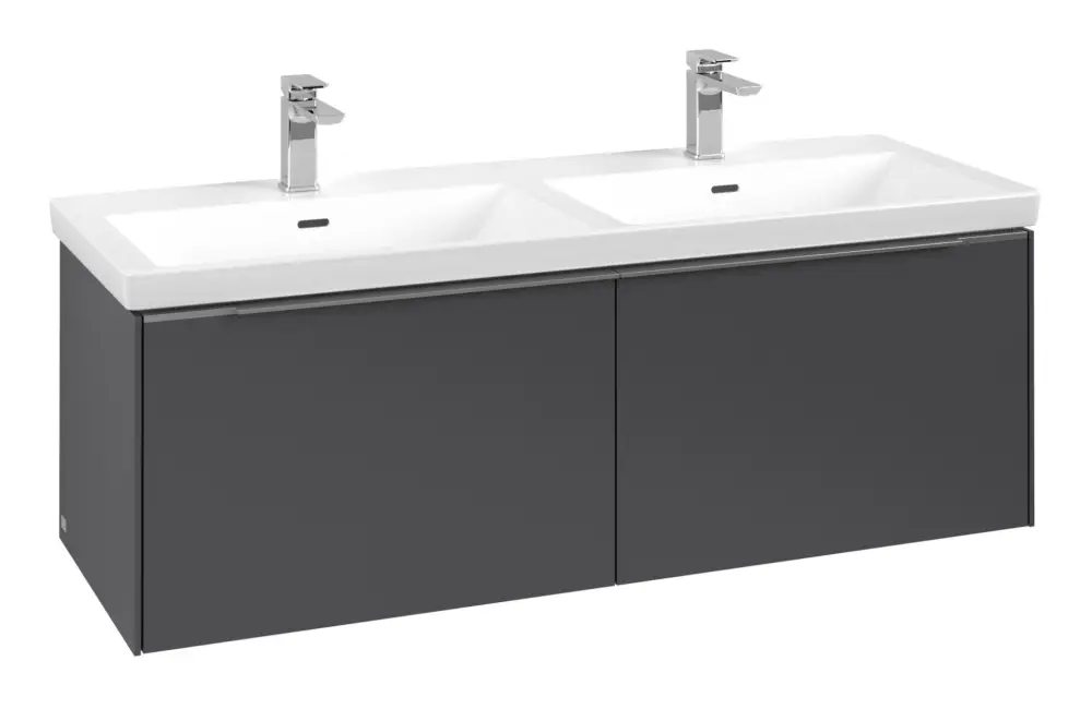 Villeroy & Boch Subway 3.0 Waschbeckenunterschrank für Doppelwaschtisch 2 Auszüge 1272 x 429 x 462 mm - Graphite / Aluminium glänzend Aktuell