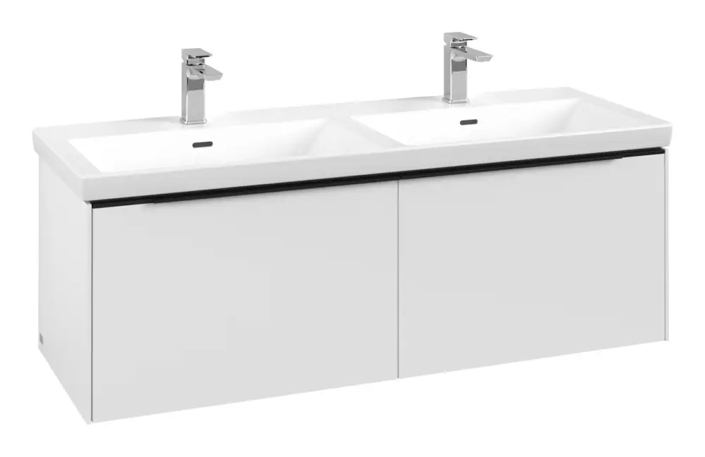 Villeroy & Boch Subway 3.0 Waschbeckenunterschrank für Doppelwaschtisch 2 Auszüge 1272 x 429 x 462 mm - Pure White / Volcano Black Versand Am Gleichen Tag