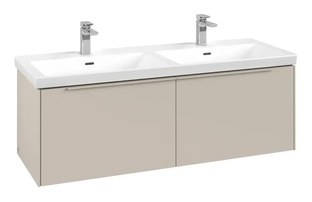 Jetzt Kaufen Villeroy & Boch Subway 3.0 Waschbeckenunterschrank für Becken mittig 2 Auszüge 1272 x 429 x 462 mm - Cashmere Grey / Monochrome Optik