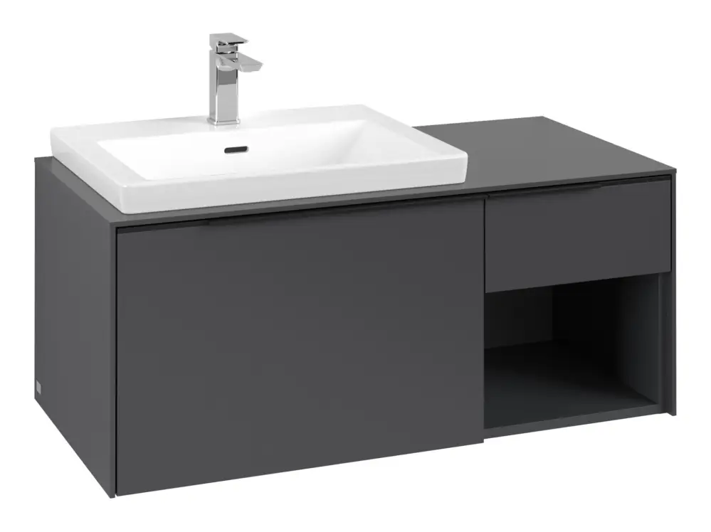 Villeroy & Boch Subway 3.0 Waschbeckenunterschrank für Becken links 2 Auszüge 1001 x 423 x 500 mm - Graphite / Volcano Black Direkt Vom Hersteller
