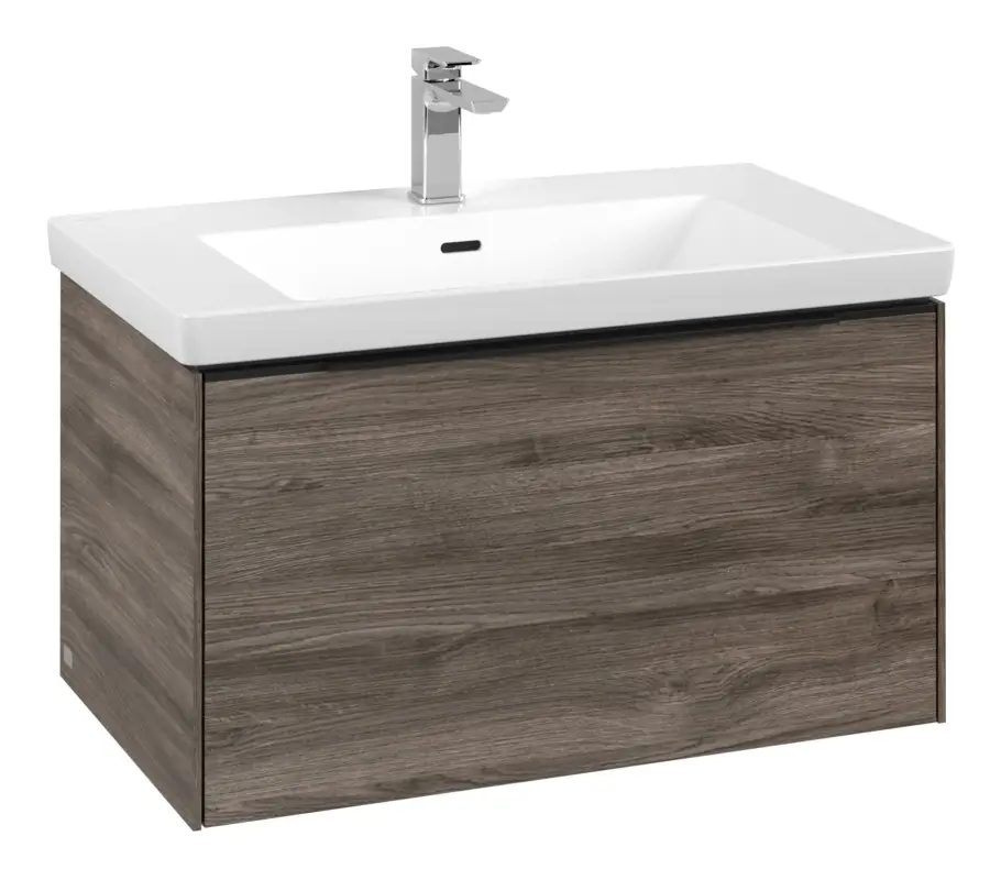 Kracherpreis Villeroy & Boch Subway 3.0 Waschbeckenunterschrank für Becken mittig 1 Auszug 772 x 429 x 462 mm - Stone Oak / Volcano Black