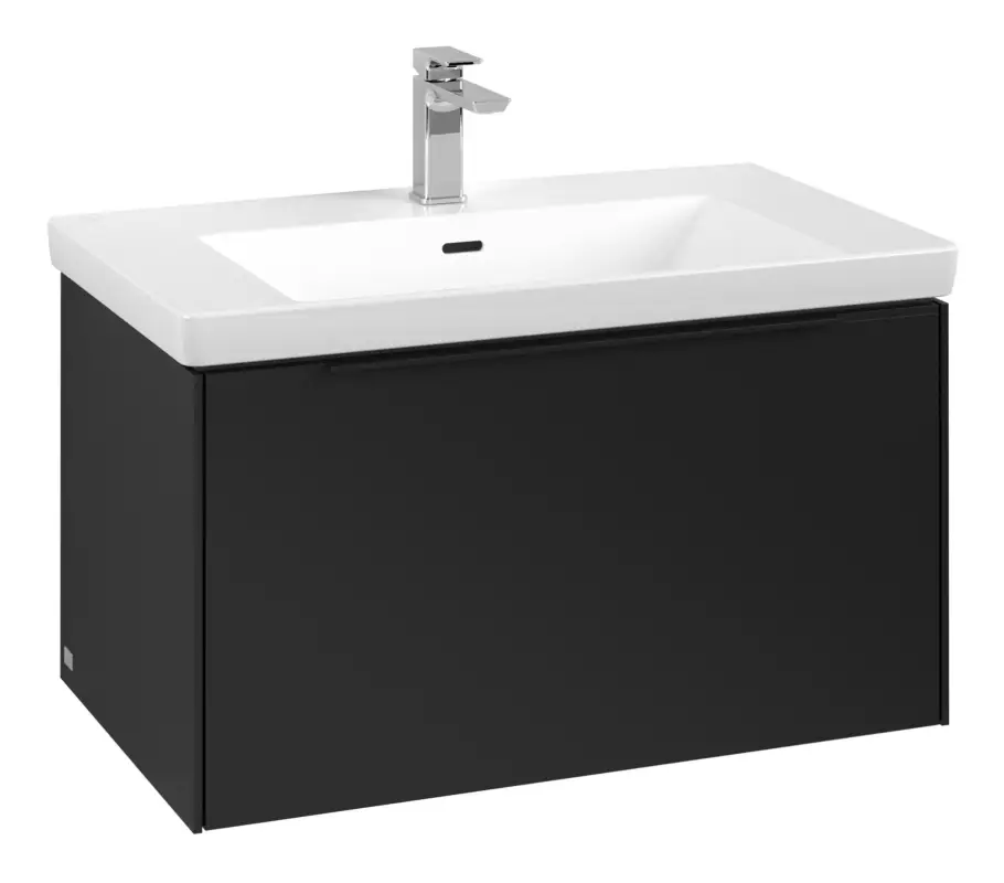 Villeroy & Boch Subway 3.0 Waschbeckenunterschrank für Becken mittig 1 Auszug 772 x 429 x 462 mm - Volcano Black / Volcano Black Finale Aktion