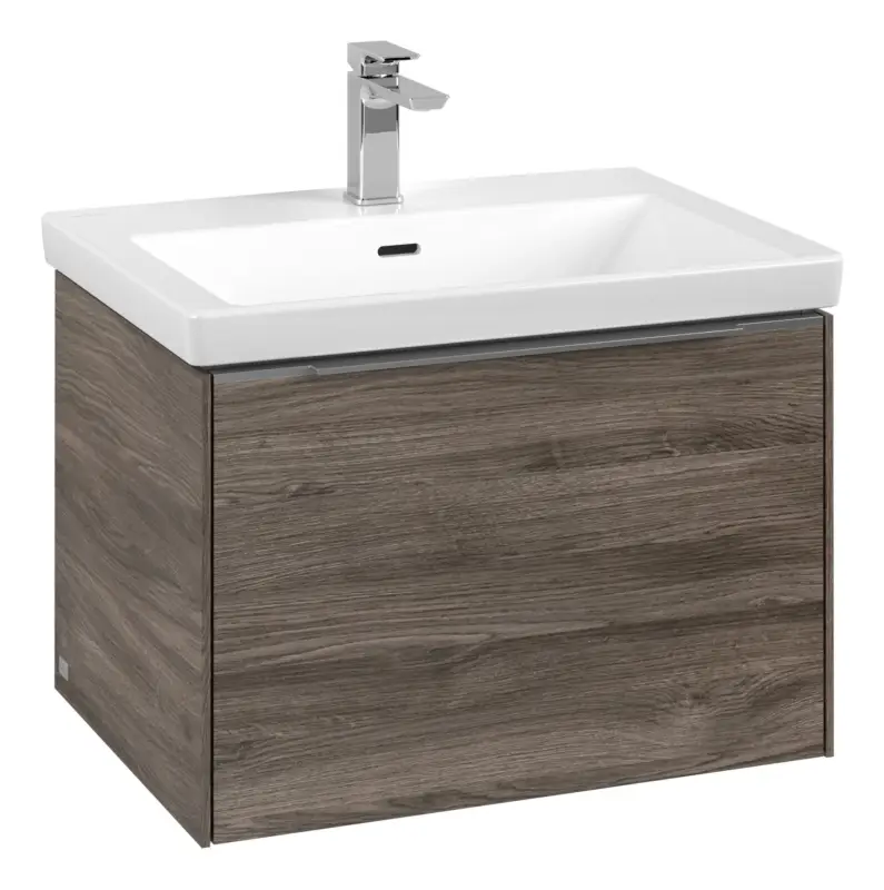 Günstig Villeroy & Boch Subway 3.0 Waschbeckenunterschrank für Becken mittig 1 Auszug 622 x 429 x 462 mm - Stone Oak / Aluminium glänzend