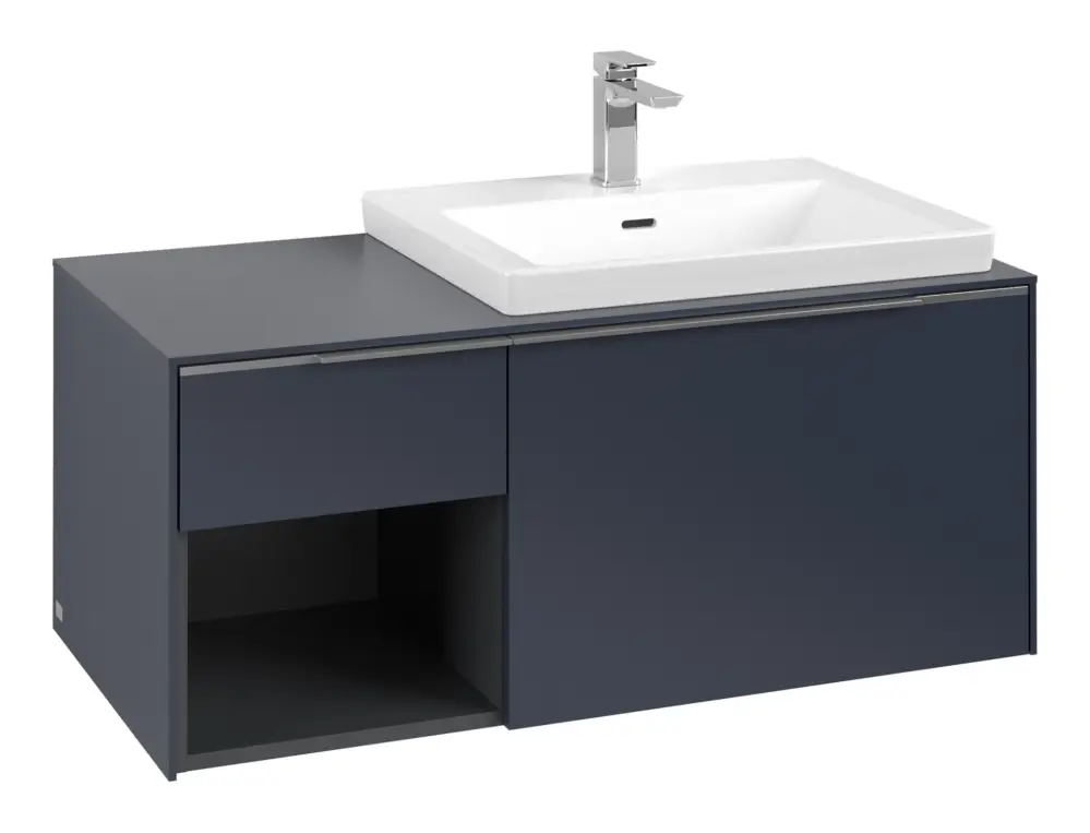 Villeroy & Boch Subway 3.0 Waschbeckenunterschrank für Becken rechts 2 Auszüge 1001 x 423 x 500 mm - Marine Blue / Aluminium glänzend Saisonangebot