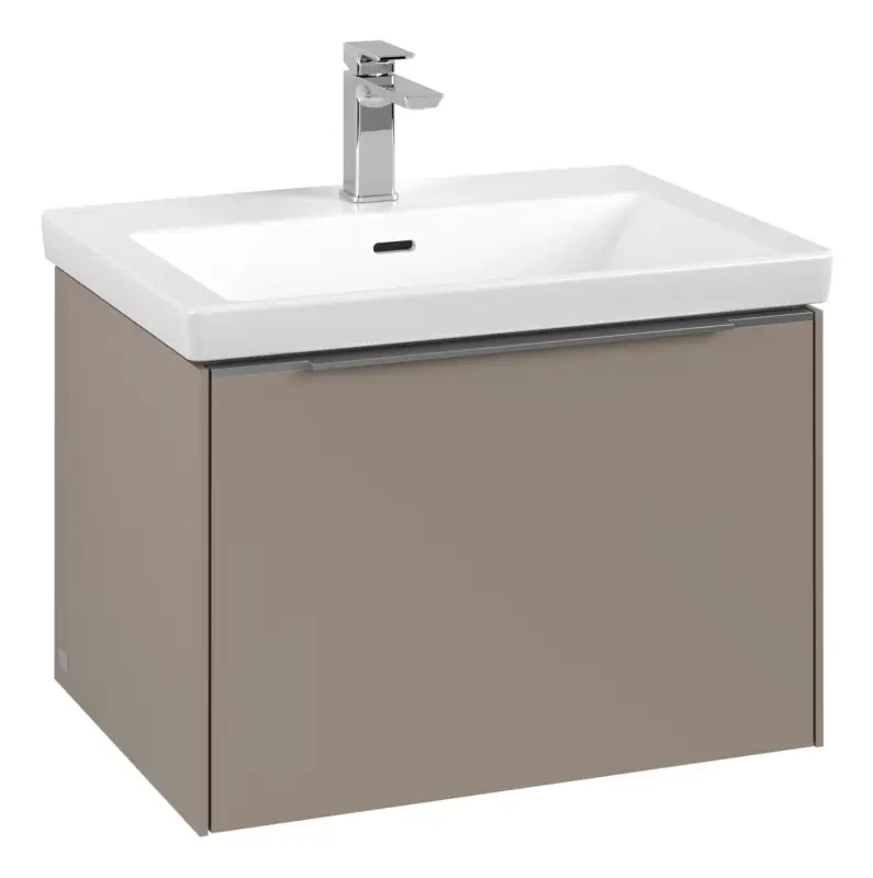 Letzte Chance Villeroy & Boch Subway 3.0 Waschbeckenunterschrank für Becken mittig 1 Auszug 622 x 429 x 462 mm - Taupe / Aluminium glänzend