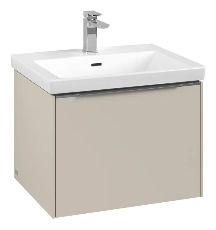 Villeroy & Boch Subway 3.0 Waschbeckenunterschrank für Becken mittig 1 Auszug 572 x 429 x 462 mm - Cashmere Grey / Aluminium glänzend Begrenztes Angebot