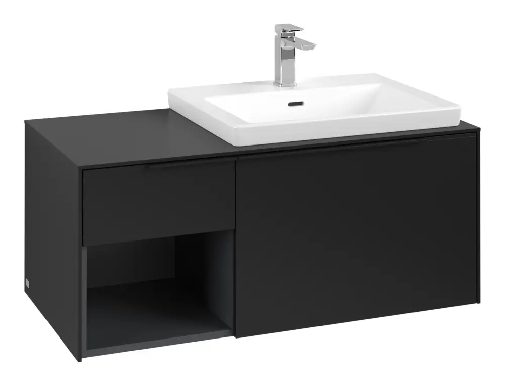 Villeroy & Boch Subway 3.0 Waschbeckenunterschrank für Becken rechts 2 Auszüge 1001 x 423 x 500 mm - Volcano Black / Volcano Black Online Kaufen